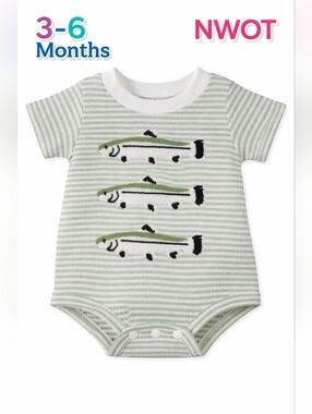 Baby Striped Fish One-Piece Romper - Sage Green, 3-6 Months, NWOT